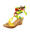 Дамски жълти сандали с многоцветни елементи-1 снимка
