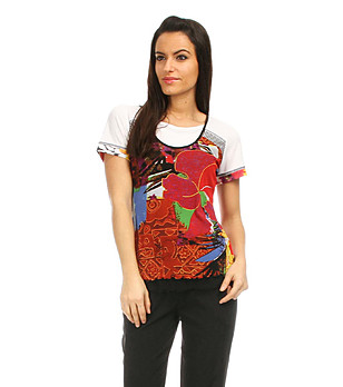 Дамска блуза в преобладаващо червено Inca снимка