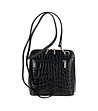 Черна дамска кожена чанта за рамо Ilaria-1 снимка