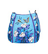 Синя кожена дамска чанта с ръчно рисувани цветя-0 снимка