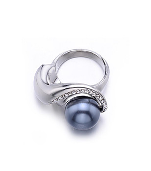 Сребрист дамски пръстен със синя перла Lalima снимка