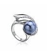Сребрист дамски пръстен със синя перла Lalima-1 снимка