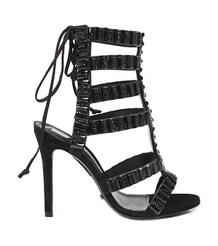 Черни дамски сандали с връзки Daneta снимка