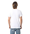 Памучна бяла мъжка тениска със син принт-1 снимка