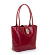 Червена дамска чанта от естествена кожа-2 снимка