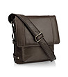 Unisex кожена чанта за рамо в цвят шоколад -0 снимка
