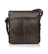 Unisex кожена чанта за рамо в цвят шоколад -1 снимка