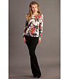 Комплект от блуза с флорален принт и черен панталон-0 снимка