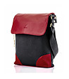 Дамска чанта в черно и червено с капак-2 снимка
