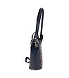 Тъмносиня релефна дамска чанта от естествена кожа Felicia-2 снимка