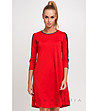 Червена рокля с контрастни кантове-0 снимка
