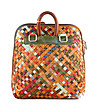 Многоцветна дамска кожена чанта-раница Berta-1 снимка