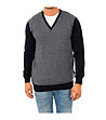 Мъжки вълнен пуловер в черно и сиво-0 снимка