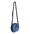 Синя дамска кръгла чанта от естествена кожа Mina-1 снимка