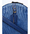 Синя дамска кръгла чанта от естествена кожа Mina-2 снимка