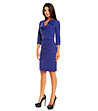 Дамски син стилен комплект от рокля и сако -3 снимка