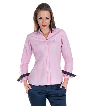 Дамска ленена розова риза  снимка