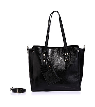 Черна дамска чанта с несесер снимка