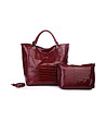 Дълбока дамска чанта в цвят бордо-0 снимка