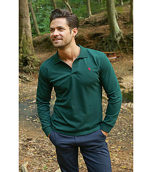 Тъмнозелена памучна мъжка блуза Marius снимка