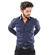 Тъмносиня памучна мъжка риза с дълги ръкави Luis-2 снимка