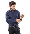 Тъмносиня памучна мъжка риза с дълги ръкави Luis-3 снимка