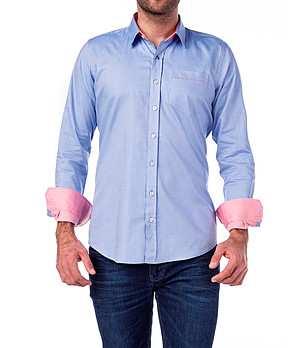 Синя памучна мъжка риза Andres снимка