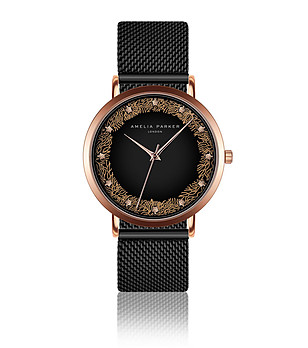 Дамски часовник в черно и розовозлатисто Emelia снимка