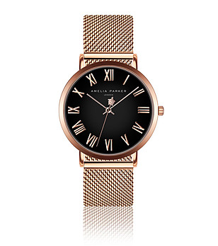 Розовозлатист дамски часовник с черен циферблат Lorain снимка