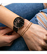 Дамски часовник в черно и розовозлатисто с кожена каишка Alenia-1 снимка