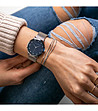 Сребрист дамски часовник със син циферблат Aura-1 снимка