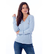 Памучен дамски пуловер в небесносиньо Alison-0 снимка