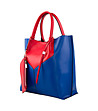 Дамска кожена чанта в синьо и червено Brett-1 снимка