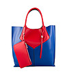 Дамска кожена чанта в синьо и червено Brett-2 снимка