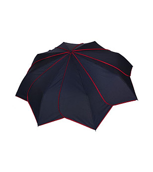 Черен автоматичен чадър с червени кантове снимка