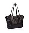 Черна дамска чанта с релеф-0 снимка