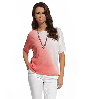 Дамска памучна блуза в цвят корал Darina снимка