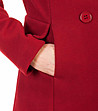 Дамско палто в бордо с двуредно закопчаване-4 снимка