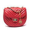 Червена кожена дамска чанта за рамо Viviana-0 снимка