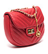 Червена кожена дамска чанта за рамо Viviana-3 снимка