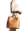 Дамска кожена чанта в цвят коняк Aleksa-4 снимка