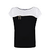 Черна дамска блуза с бял детайл Renna-1 снимка