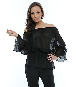 Черна ефирна дамска блуза Flavia снимка