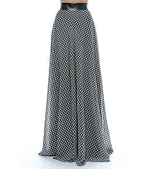 Дълга карирана пола в черно и бяло Salina снимка