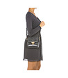 Сива кожена дамска чанта с релеф Mona-4 снимка