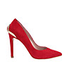 Червени велурени дамски обувки с кристал Verona-0 снимка