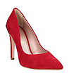 Червени велурени дамски обувки с кристал Verona-1 снимка