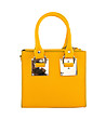 Жълта кожена дамска чанта с метални елементи-0 снимка