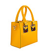 Жълта кожена дамска чанта с метални елементи-1 снимка
