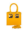 Жълта кожена дамска чанта с метални елементи-2 снимка